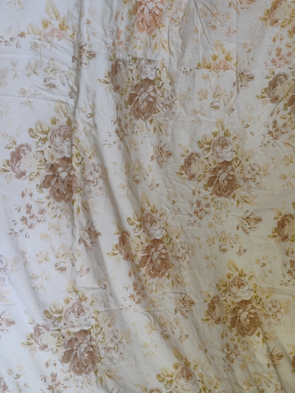 Pottery Barn Floral Duvet Cover in Cream, Browns, Yellow, 55% Linen, 45 %Cotton